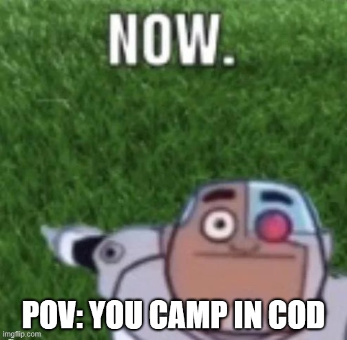 Touch grass | POV: YOU CAMP IN COD | image tagged in touch grass | made w/ Imgflip meme maker