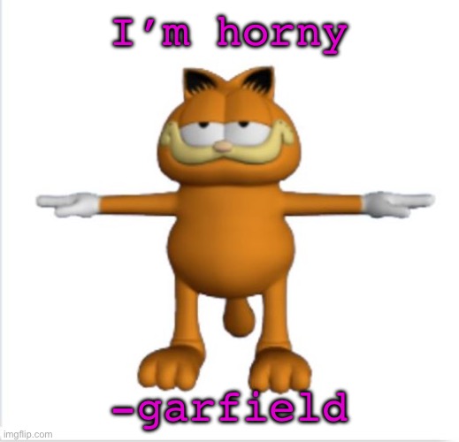 I did it | I’m horny; -garfield | image tagged in garfield t-pose,funy,mems | made w/ Imgflip meme maker