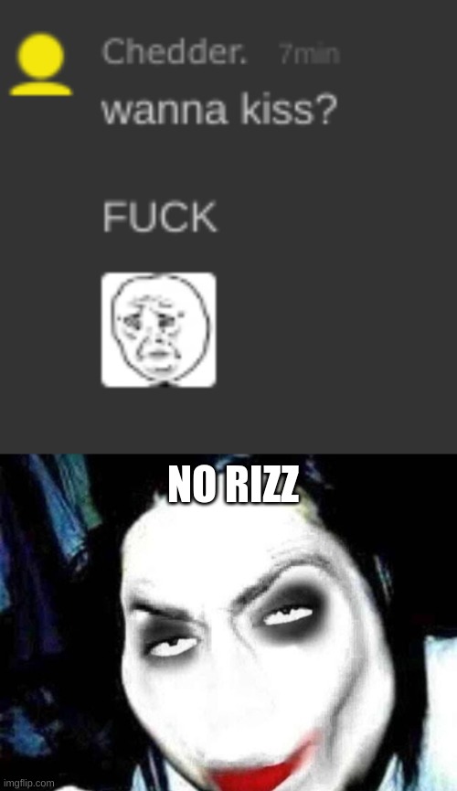 smash | NO RIZZ | image tagged in jeff the rizzler | made w/ Imgflip meme maker
