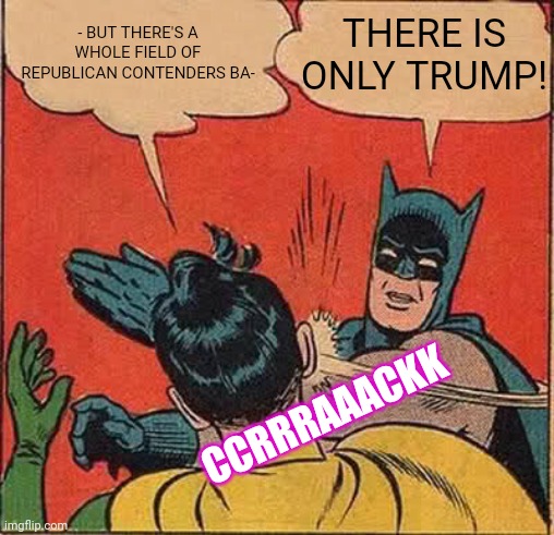 You will learn ol' chum | THERE IS ONLY TRUMP! - BUT THERE'S A WHOLE FIELD OF REPUBLICAN CONTENDERS BA-; CCRRRAAACKK | image tagged in vote,donald trump,president trump,republican party,winner | made w/ Imgflip meme maker