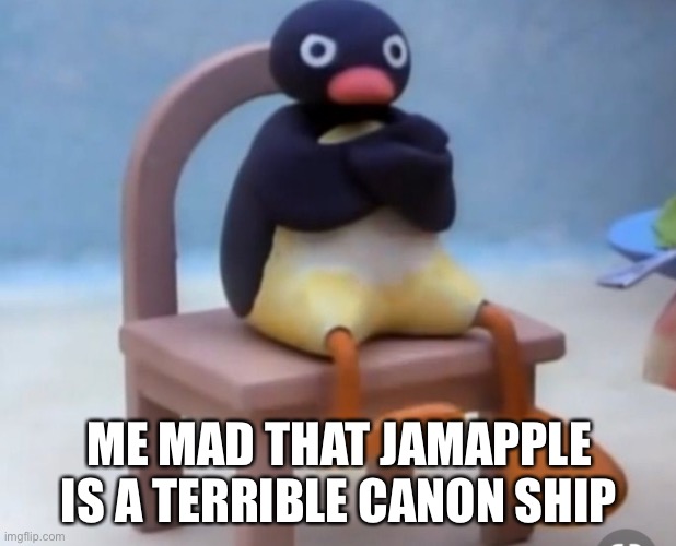 Why out of all things did it have to be Jambu x Pineapple??!!!!?? | ME MAD THAT JAMAPPLE IS A TERRIBLE CANON SHIP | image tagged in angry pingu,wings of fire,wof,relationships,dragons,books | made w/ Imgflip meme maker