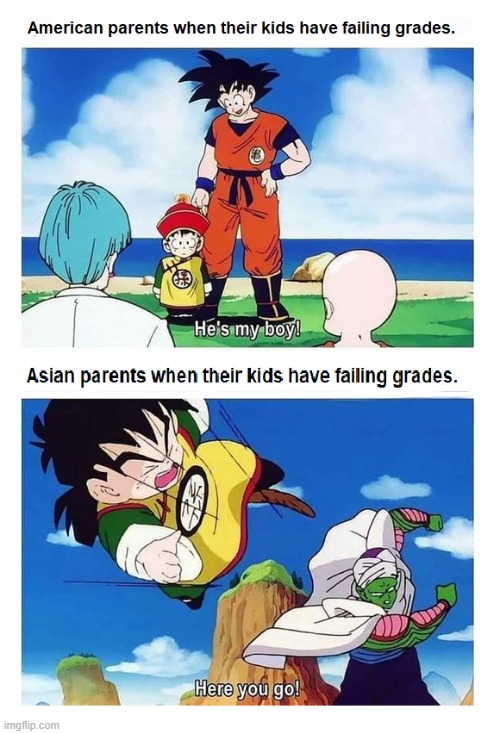 Where's the Lie Tho? | image tagged in parents,dragon ball,dragon ball z,grades,memes,repost | made w/ Imgflip meme maker
