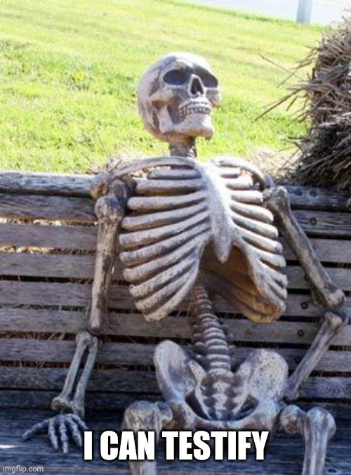 Waiting Skeleton Meme | I CAN TESTIFY | image tagged in memes,waiting skeleton | made w/ Imgflip meme maker