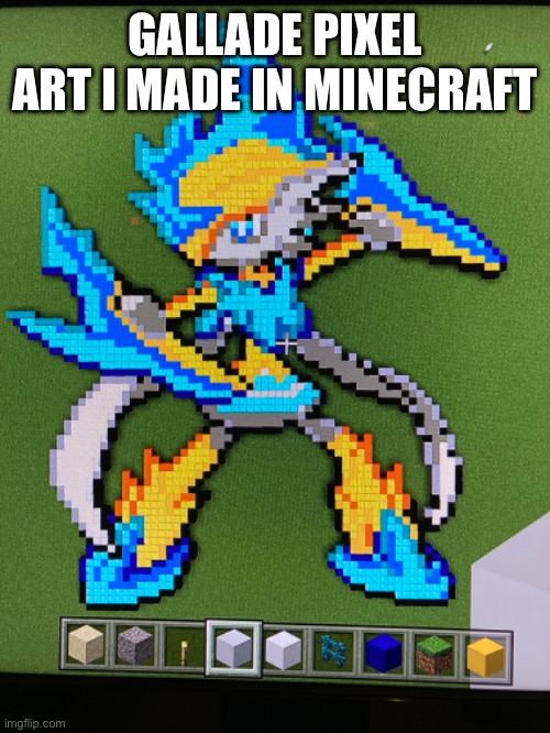 The best of both worlds! | GALLADE PIXEL ART I MADE IN MINECRAFT | image tagged in pixel,art,pokemon,minecraft | made w/ Imgflip meme maker