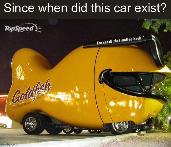 Goldfish Car | Since when did this car exist? | image tagged in cars,car,goldfish,fubny,memes,fun | made w/ Imgflip meme maker