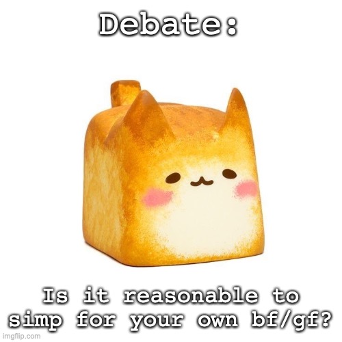 Catbread | Debate:; Is it reasonable to simp for your own bf/gf? | image tagged in catbread | made w/ Imgflip meme maker