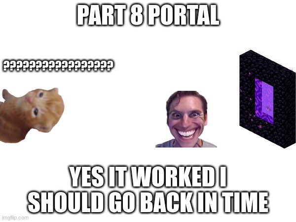 PART 8 PORTAL; ????????????????? YES IT WORKED I SHOULD GO BACK IN TIME | image tagged in cats,portal | made w/ Imgflip meme maker
