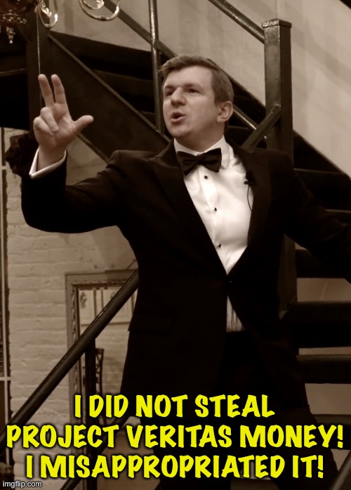 James O'Keefe caught taking organization funds for his own use | I DID NOT STEAL PROJECT VERITAS MONEY!
I MISAPPROPRIATED IT! | image tagged in james o'keefe | made w/ Imgflip meme maker