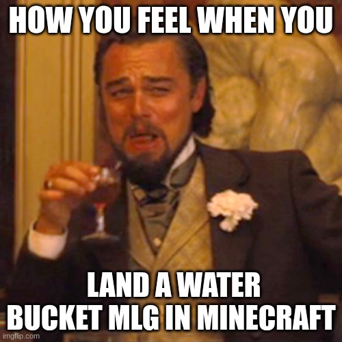 tell me I'm wrong | HOW YOU FEEL WHEN YOU; LAND A WATER BUCKET MLG IN MINECRAFT | image tagged in memes,laughing leo | made w/ Imgflip meme maker