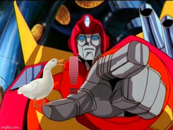 Rodimus Prime Pointing At Galvatron | image tagged in rodimus prime pointing at galvatron | made w/ Imgflip meme maker