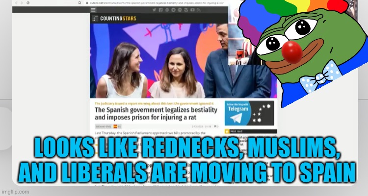 Join f.t.t.p any position open | LOOKS LIKE REDNECKS, MUSLIMS, AND LIBERALS ARE MOVING TO SPAIN | made w/ Imgflip meme maker