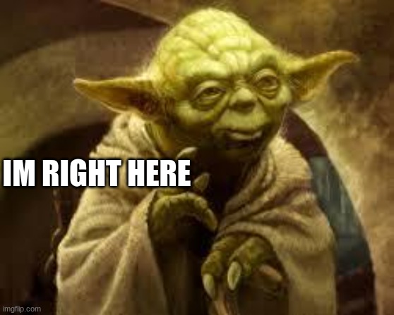 yoda | IM RIGHT HERE | image tagged in yoda | made w/ Imgflip meme maker