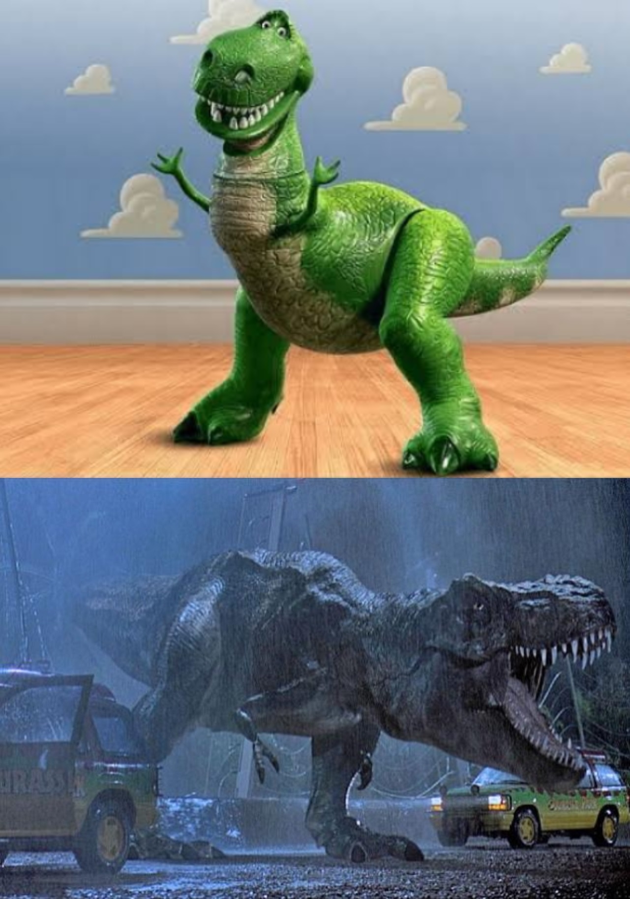 Happy Dino, Angry Dino Blank Meme Template