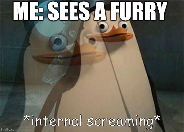Insert title here | ME: SEES A FURRY | image tagged in private internal screaming,antifurry | made w/ Imgflip meme maker
