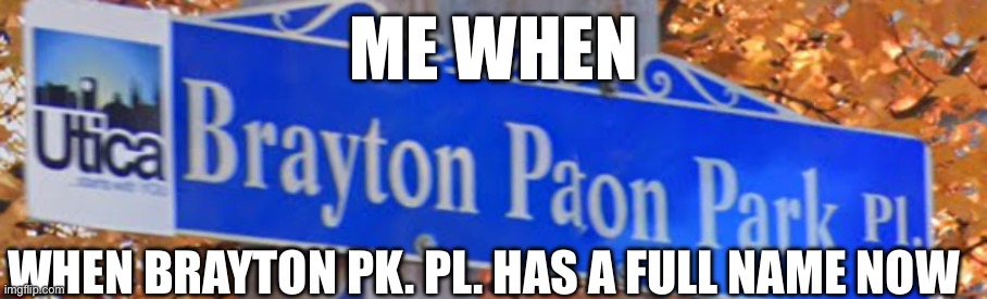 Street view errors are the best | ME WHEN; WHEN BRAYTON PK. PL. HAS A FULL NAME NOW | image tagged in funny memes,street view error,brayton pk pl,funny street signs | made w/ Imgflip meme maker