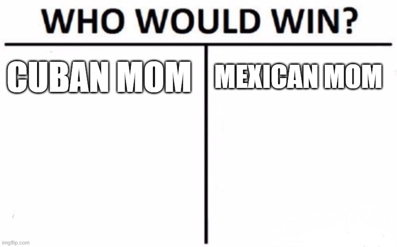 Who Would Win? | CUBAN MOM; MEXICAN MOM | image tagged in memes,who would win | made w/ Imgflip meme maker