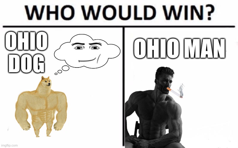 This meme kinda sucks i used random images | OHIO DOG; OHIO MAN | image tagged in memes,who would win | made w/ Imgflip meme maker