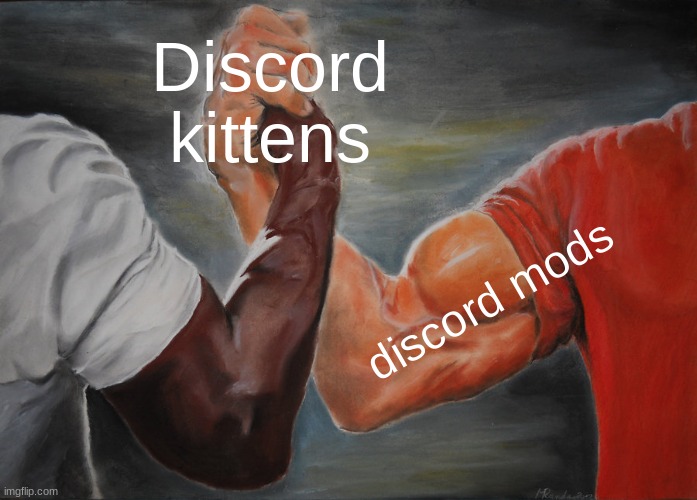 HEHEHEHA | Discord kittens; discord mods | image tagged in memes,epic handshake,goofy ahh,discord moderator | made w/ Imgflip meme maker