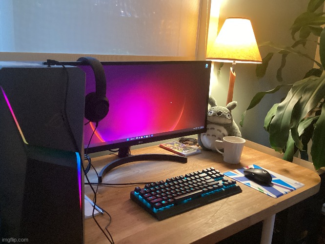 My gaming setup reveal. its pretty pogchamp :DD | image tagged in pc gaming,setup,icyxd | made w/ Imgflip meme maker