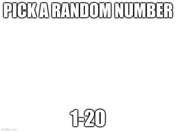 PICK A RANDOM NUMBER; 1-20 | made w/ Imgflip meme maker
