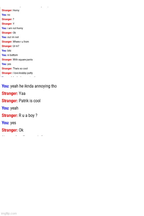 my omegle chat | image tagged in omegle,screenshot,goofy ahh,spongebob | made w/ Imgflip meme maker
