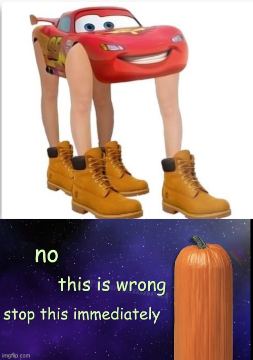Why. | image tagged in pumpkin facts,lightning mcqueen,cursed image,memes,cursed,unsee juice | made w/ Imgflip meme maker