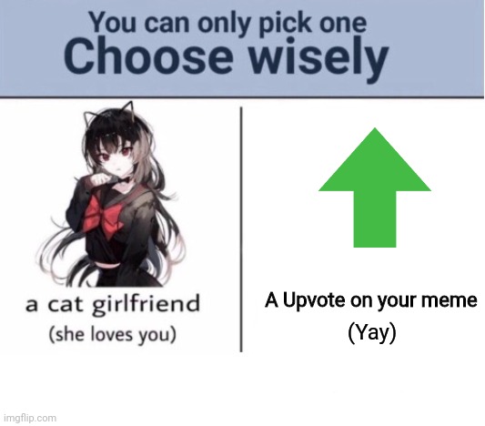 Choose wisely |  A Upvote on your meme; (Yay) | image tagged in choose wisely | made w/ Imgflip meme maker