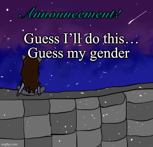 Ye. | Guess my gender; Guess I’ll do this… | image tagged in announcement template | made w/ Imgflip meme maker