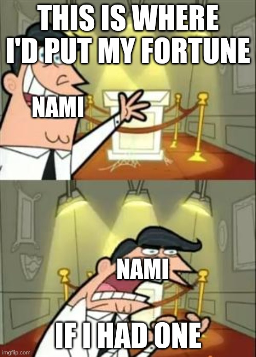 This Is Where I'd Put My Trophy If I Had One Meme | THIS IS WHERE I'D PUT MY FORTUNE; NAMI; NAMI; IF I HAD ONE | image tagged in memes,this is where i'd put my trophy if i had one | made w/ Imgflip meme maker