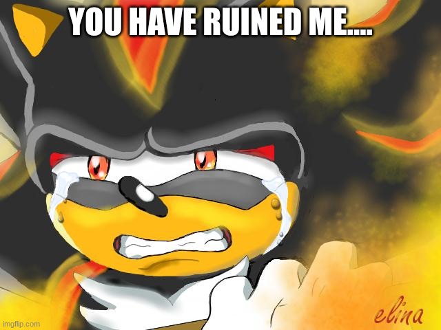 Shadow the Hedgehog Crying | YOU HAVE RUINED ME.... | image tagged in shadow the hedgehog crying | made w/ Imgflip meme maker