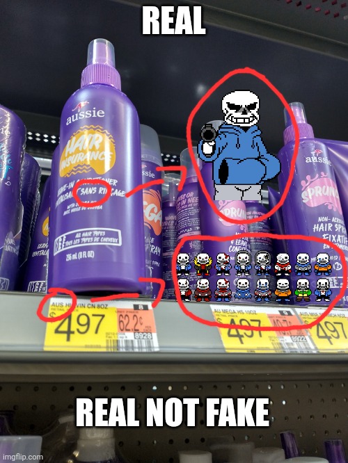 sans and sans aus in walmart, real not fake | REAL; REAL NOT FAKE | made w/ Imgflip meme maker
