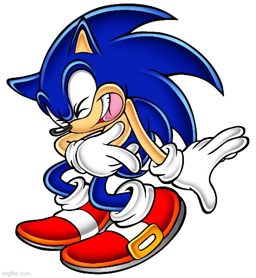 Sonic the Hedgehog Laughing | image tagged in sonic the hedgehog laughing | made w/ Imgflip meme maker