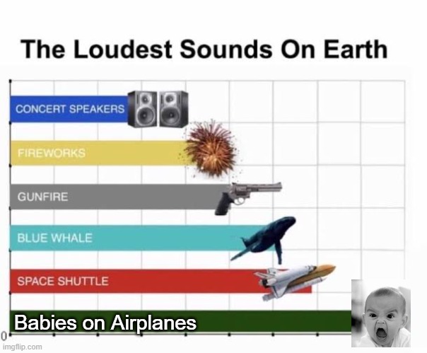 So annoying. | Babies on Airplanes | image tagged in the loudest sounds on earth,airplane,annoying,baby,memes,so true memes | made w/ Imgflip meme maker