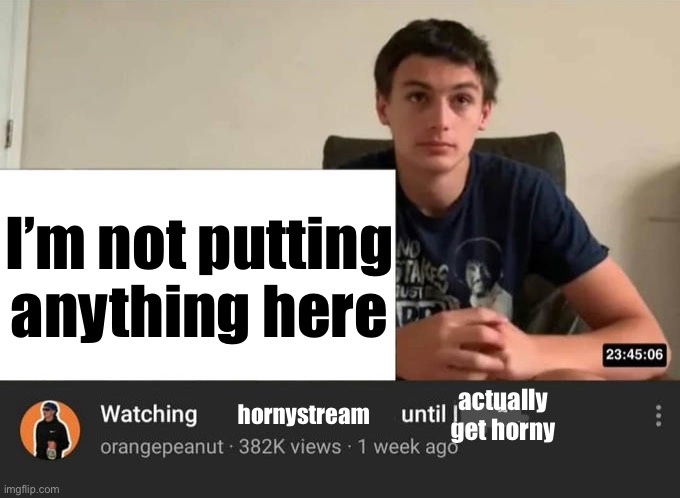 watching until i laugh | I’m not putting anything here; actually get horny; hornystream | image tagged in watching until i laugh | made w/ Imgflip meme maker