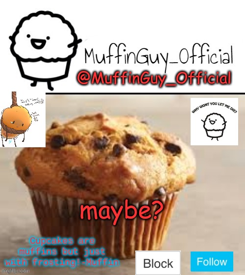 MuffinGuy_Official's Template. | maybe? | image tagged in muffinguy_official's template | made w/ Imgflip meme maker