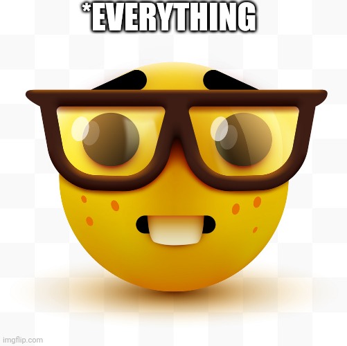 Nerd emoji | *EVERYTHING | image tagged in nerd emoji | made w/ Imgflip meme maker