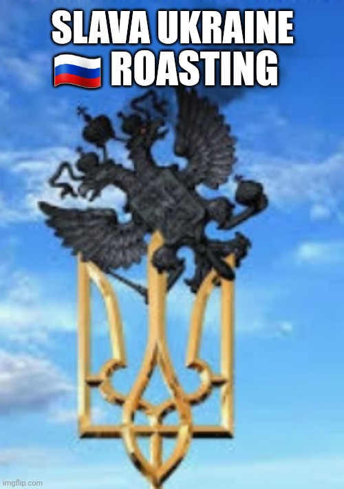 Ukraine roasting Russia | SLAVA UKRAINE; 🇷🇺 ROASTING | image tagged in russia | made w/ Imgflip meme maker