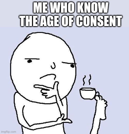 thinking meme | ME WHO KNOW THE AGE OF CONSENT | image tagged in thinking meme | made w/ Imgflip meme maker