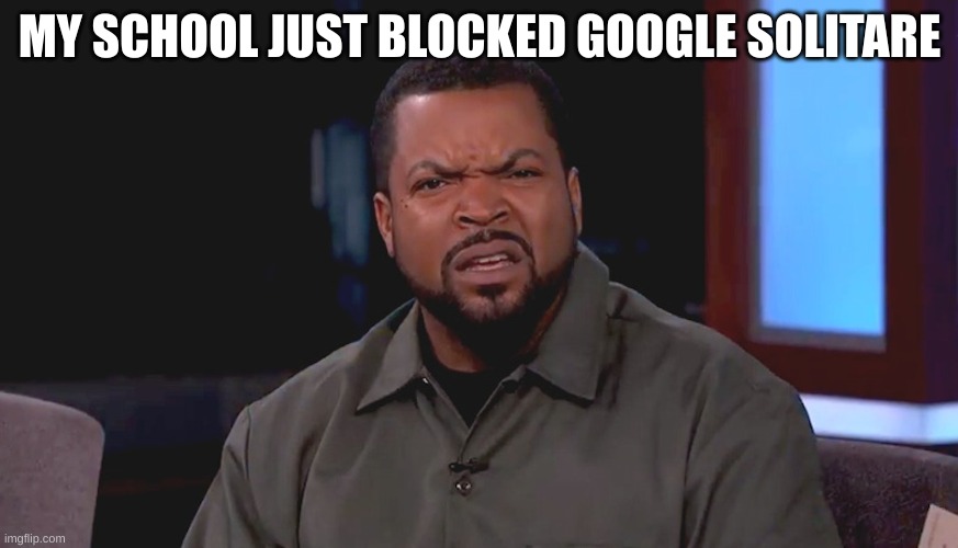 LIKE BRO | MY SCHOOL JUST BLOCKED GOOGLE SOLITARE | image tagged in really ice cube | made w/ Imgflip meme maker