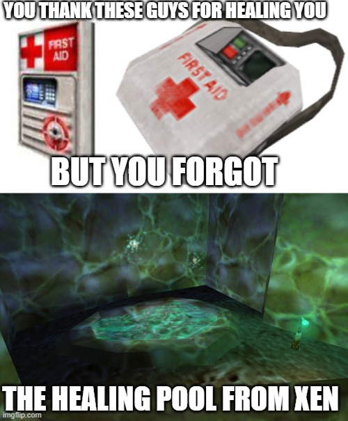 YOU THANK THESE GUYS FOR HEALING YOU; BUT YOU FORGOT; THE HEALING POOL FROM XEN | made w/ Imgflip meme maker