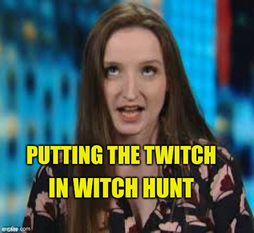 I The Jury |  PUTTING THE TWITCH; IN WITCH HUNT | image tagged in the twicher,witch hunt,crazy woman,jury duty,fake people,criminal minds | made w/ Imgflip meme maker