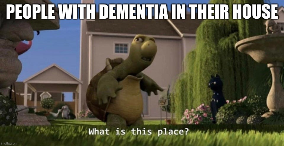 What is this place | PEOPLE WITH DEMENTIA IN THEIR HOUSE | image tagged in what is this place | made w/ Imgflip meme maker