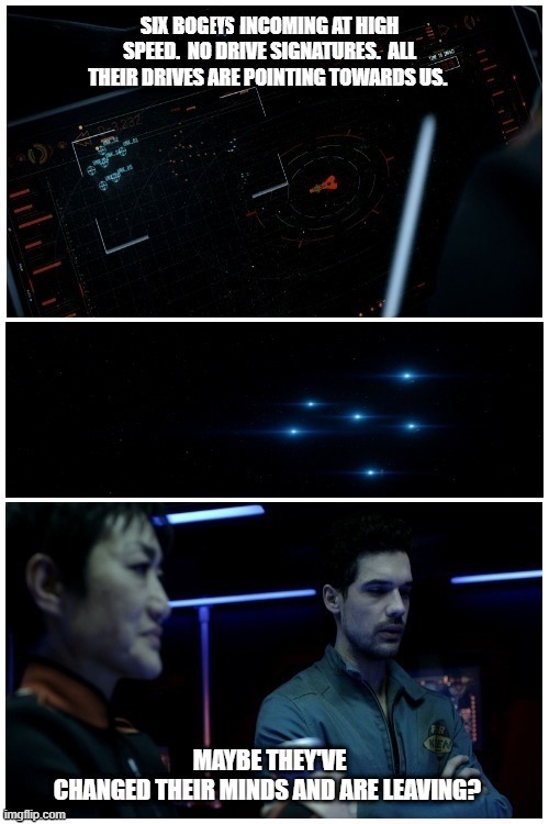 Attacking the Donnager | image tagged in physics,the expanse | made w/ Imgflip meme maker