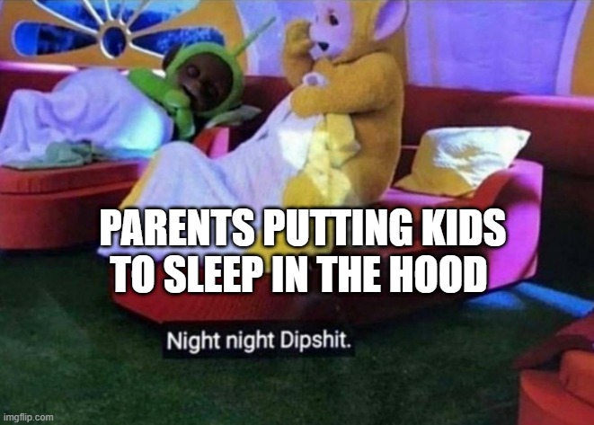 Night night | PARENTS PUTTING KIDS TO SLEEP IN THE HOOD | image tagged in night night | made w/ Imgflip meme maker