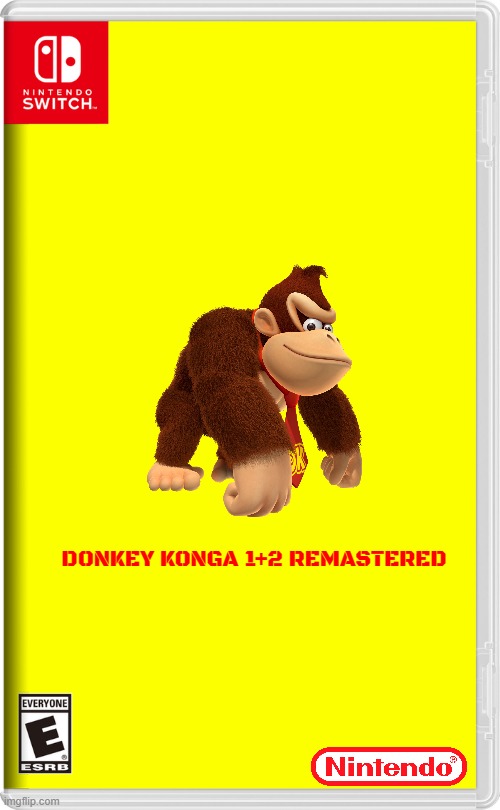 gamecube games that need to be remastered volume 2 | DONKEY KONGA 1+2 REMASTERED | image tagged in nintendo switch,gamecube,remaster,donkey kong,fake | made w/ Imgflip meme maker