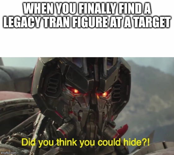 You have finally found Legacy Tarn | WHEN YOU FINALLY FIND A LEGACY TRAN FIGURE AT A TARGET | image tagged in did you think you could hide | made w/ Imgflip meme maker