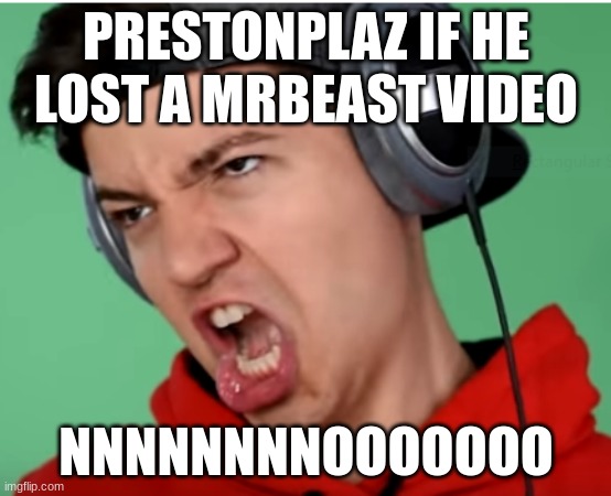 The Preston Meme Face | PRESTONPLAZ IF HE LOST A MRBEAST VIDEO; NNNNNNNNOOOOOOO | image tagged in the preston meme face | made w/ Imgflip meme maker