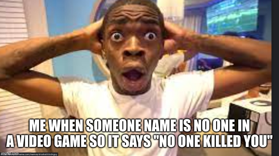 name | ME WHEN SOMEONE NAME IS NO ONE IN A VIDEO GAME SO IT SAYS "NO ONE KILLED YOU" | image tagged in cursed image,so true meme | made w/ Imgflip meme maker