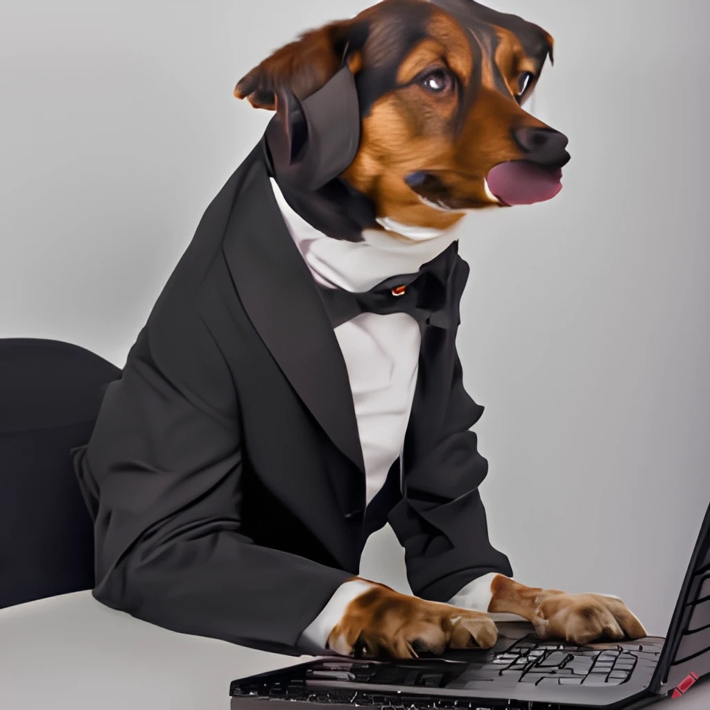 High Quality Dog working on PC Blank Meme Template