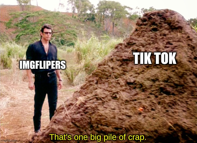 That's one big pile of crap | TIK TOK; IMGFLIPERS; That's one big pile of crap. | image tagged in memes poop jurassic park | made w/ Imgflip meme maker